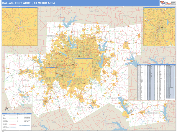 Dallas-Ft. Worth Zip Code Wall Map